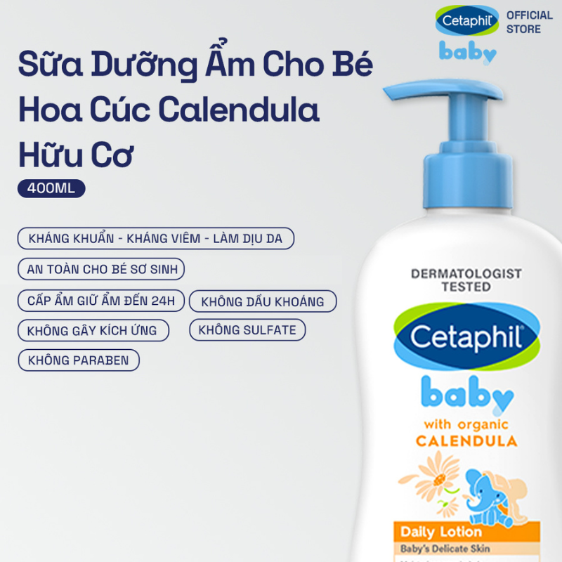 Mô tả Sữa dưỡng ẩm dịu lành cho bé CETAPHIL BABY LOTION WITH ORGANIC CALENDULA 400ML - 1