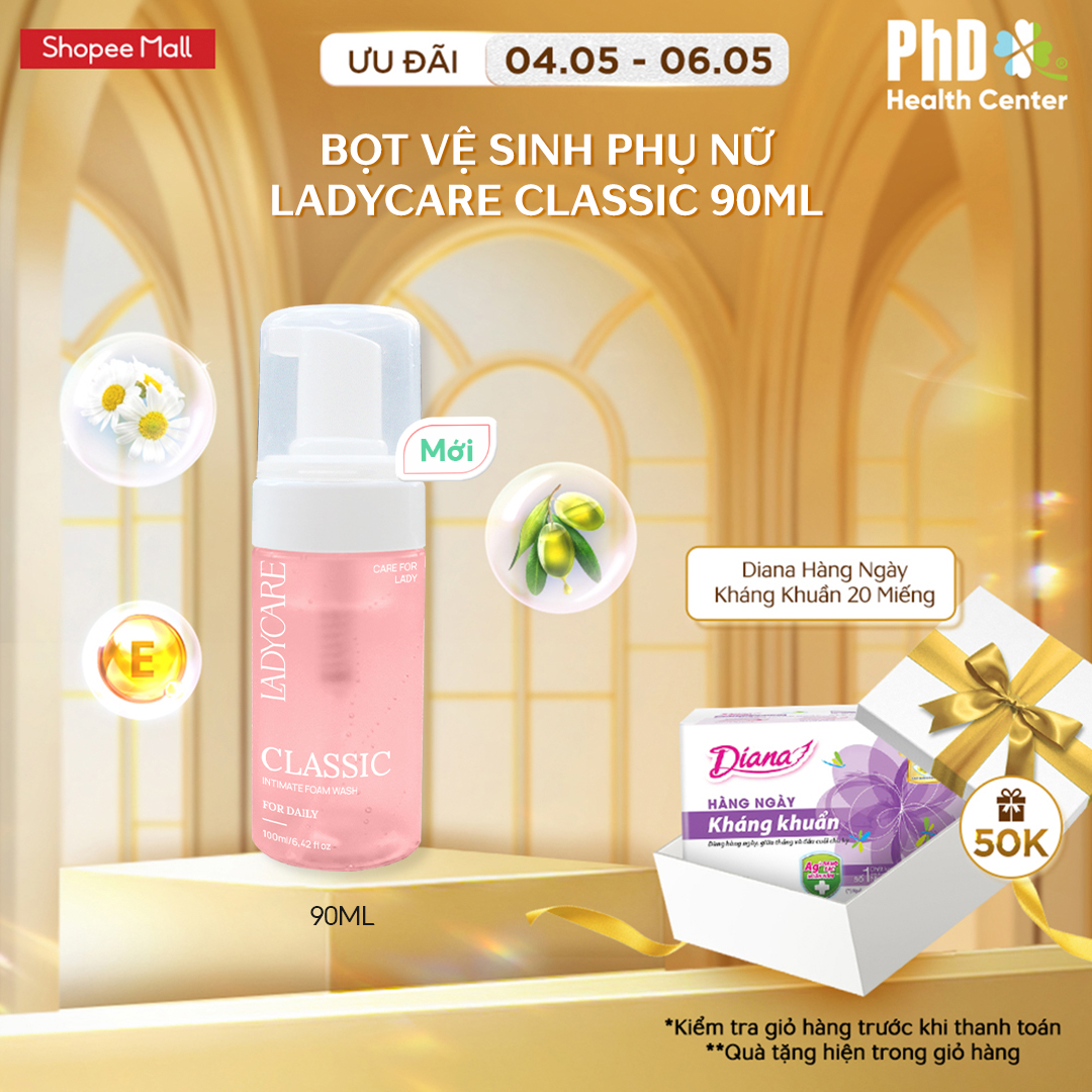Mô tả Dung Dịch Vệ Sinh Phụ Nữ Dạng Bọt Ladycare Classic Mọi Loại Da, Làm Sạch Và Duy Trì pH 90ml - 1