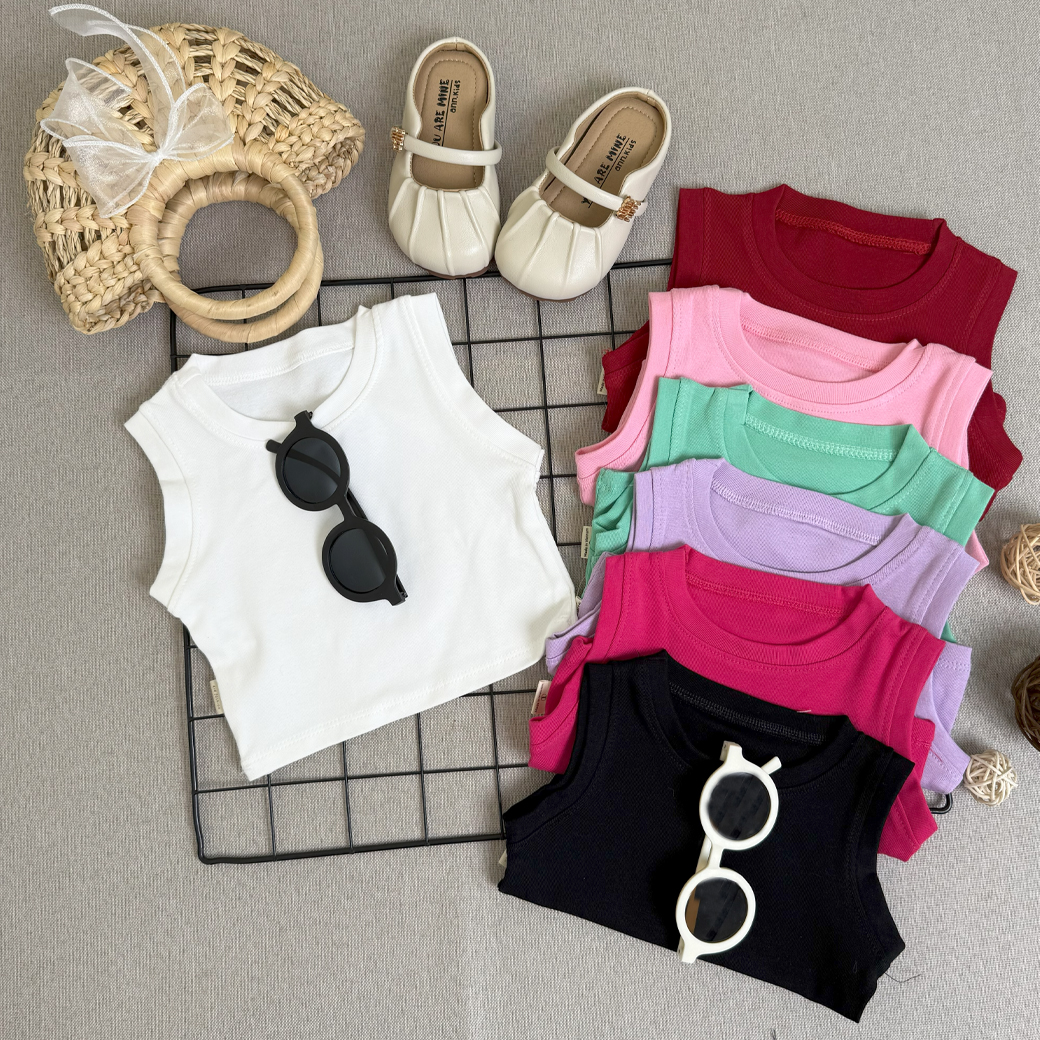 Mô tả Áo Ba Lỗ Bé Gái Dáng Croptop Form Ôm Chất Bozip Co Dãn 4 Chiều, Mềm Mát, Thấm Hút Mồ Hôi-BabyBoo-Pibo Store-CRSN - 1