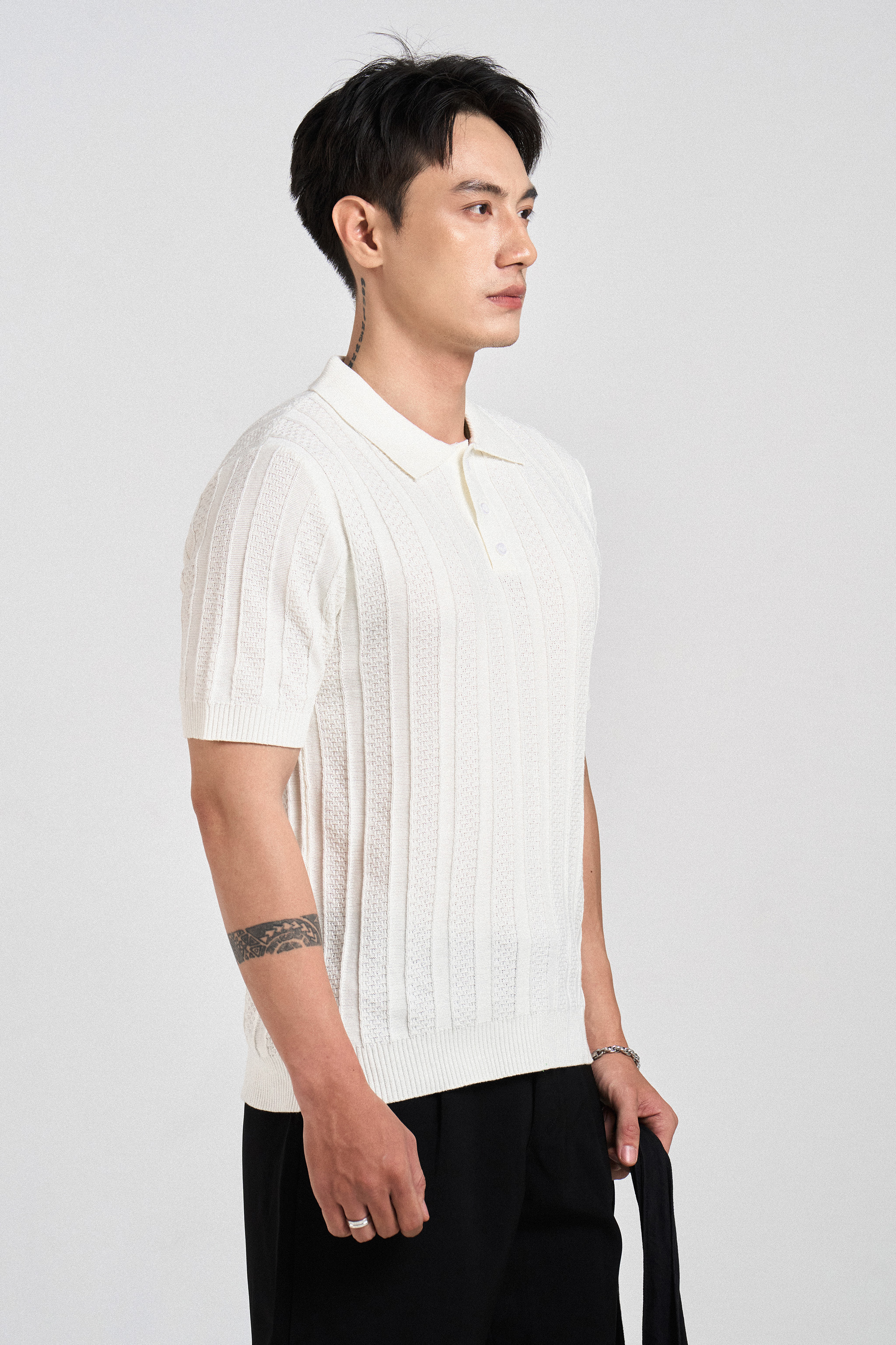 Mô tả Áo Polo nam ROWAY dệt len Premium | Polo len phối ren - 8