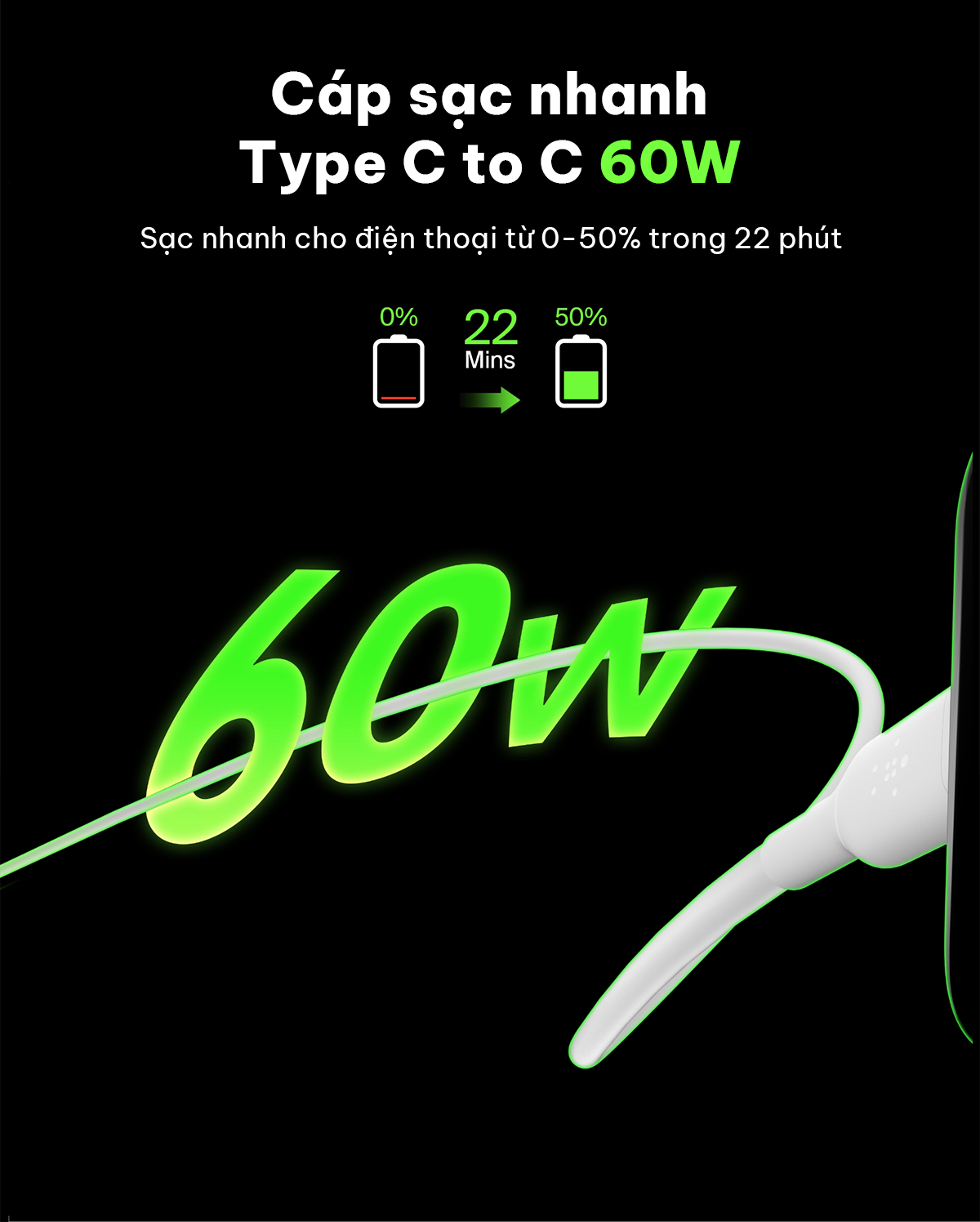 Mô tả Cáp sạc nhanh Belkin 60W BOOST↑CHARGE™ Chuẩn USB-C to USB-C, Truyền dữ liệu nhanh | Vỏ nhựa bền bỉ, - 6
