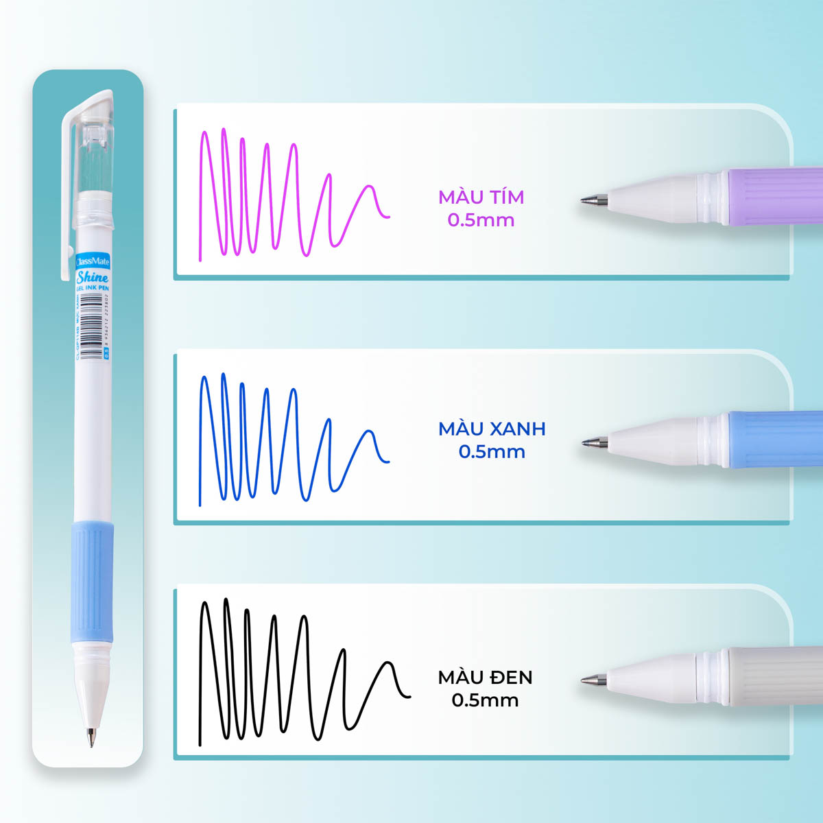 Hộp 10/12 Bút Gel Classmate Bút Nước Bấm Ngòi ST 2 Bi 0.5mm Xanh Đen ...