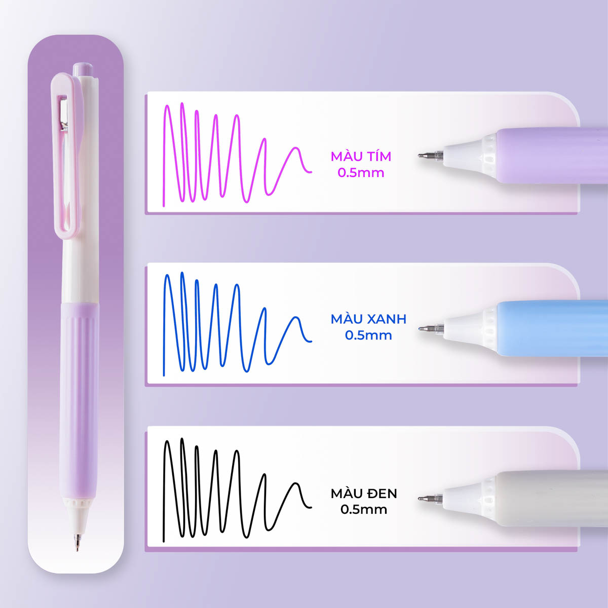 Hộp 10/12 Bút Gel Classmate Bút Nước Bấm Ngòi ST 2 Bi 0.5mm Xanh Đen ...