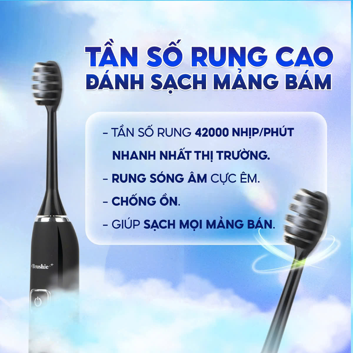 Mô tả Bàn chải điện Brushie Ultra Plus x5 chế độ làm sạch, tích hợp kèm đầu rửa mặt tiện lợi, bảo hành 1 đổi 1 trong 1000 ngày - 6