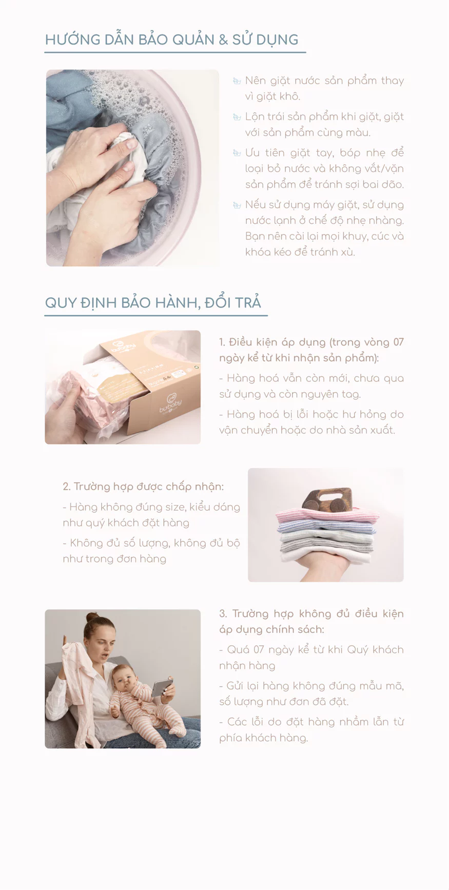 Mô tả Body đùi ngắn tay cài giữa, cổ tàu Molist - BU Baby - BMD230201 | Quần áo chính hãng Bubaby - 3