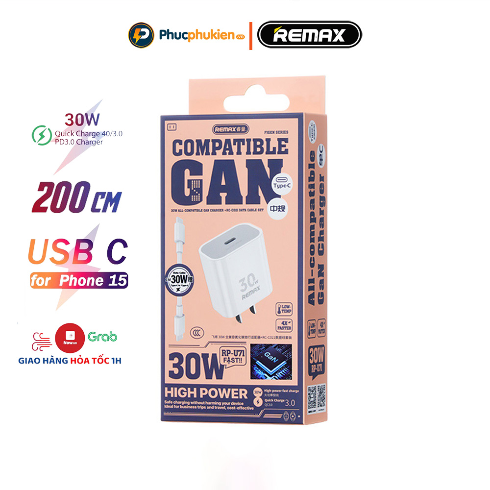Mô tả Bộ sạc nhanh 30w chính hãng Remax U71 sạc đầy 60% pin 15,16 seris chỉ trong 30 phút - Phúc Phụ Kiện - 3