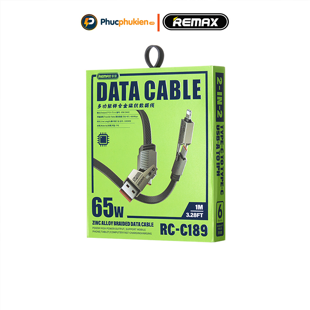 Mô tả Cáp sạc 4 in 1 sạc nhanh 65w Remax C189 dây sạc đa năng cho điện thoại máy tính bảng- Phúc Phụ Kiện - 5