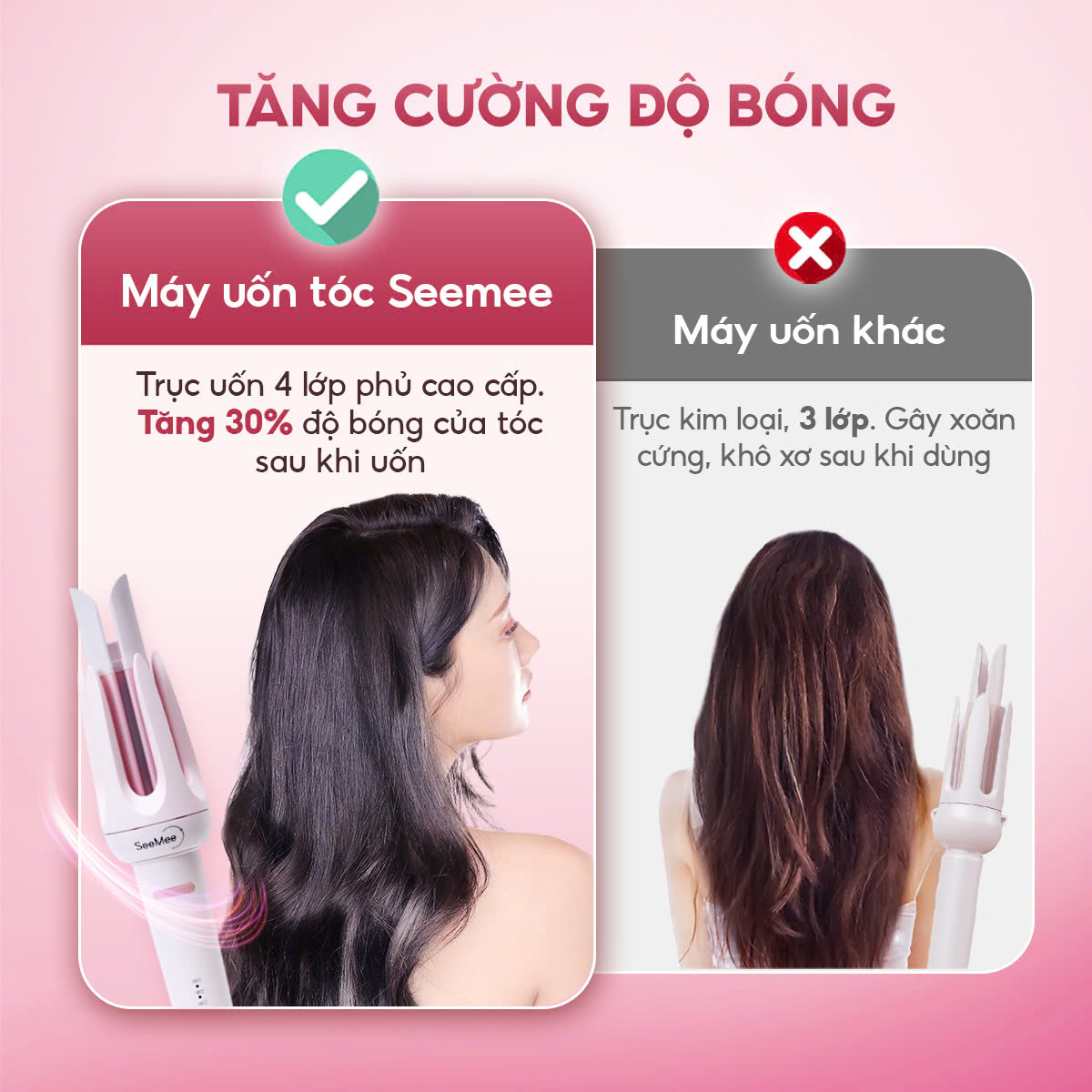 Mô tả Máy uốn tóc làm xoăn tự động SeeMee lớp phủ gốm sứ bảo vệ tóc tạo kiểu đường kính 32mm - 6