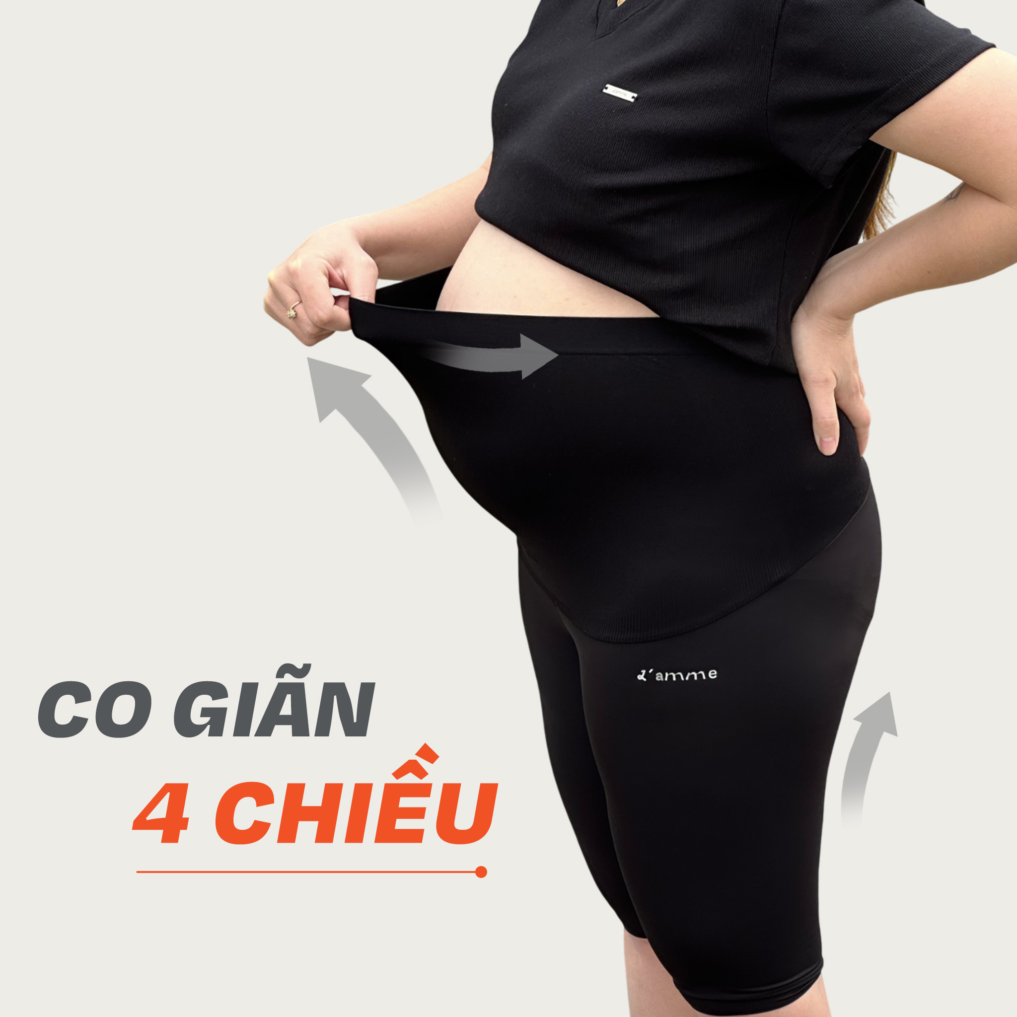 Mô tả Quần bầu Legging Coolmax chất liệu shark skin co giãn, không đường may mẹ bầu mặc thoải mái, thoáng khí BY L'AMME - 2