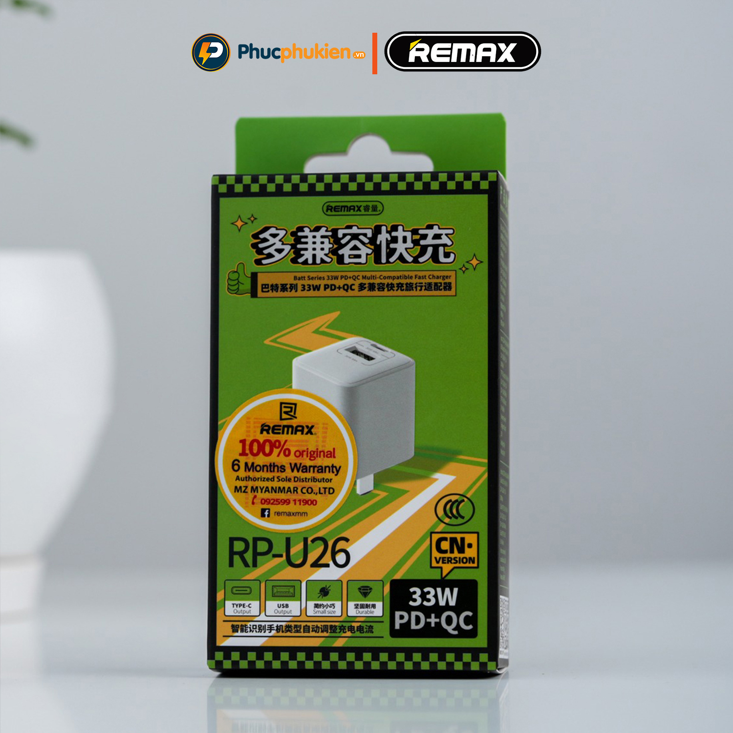 Mô tả Củ sạc nhanh 33w Remax U26 thiết kế 2 cổng sạc nhanh PD 33w và QC4.0 30w sạc đầy 60% pin trong 30 phút Phúc Phụ Kiện - 6