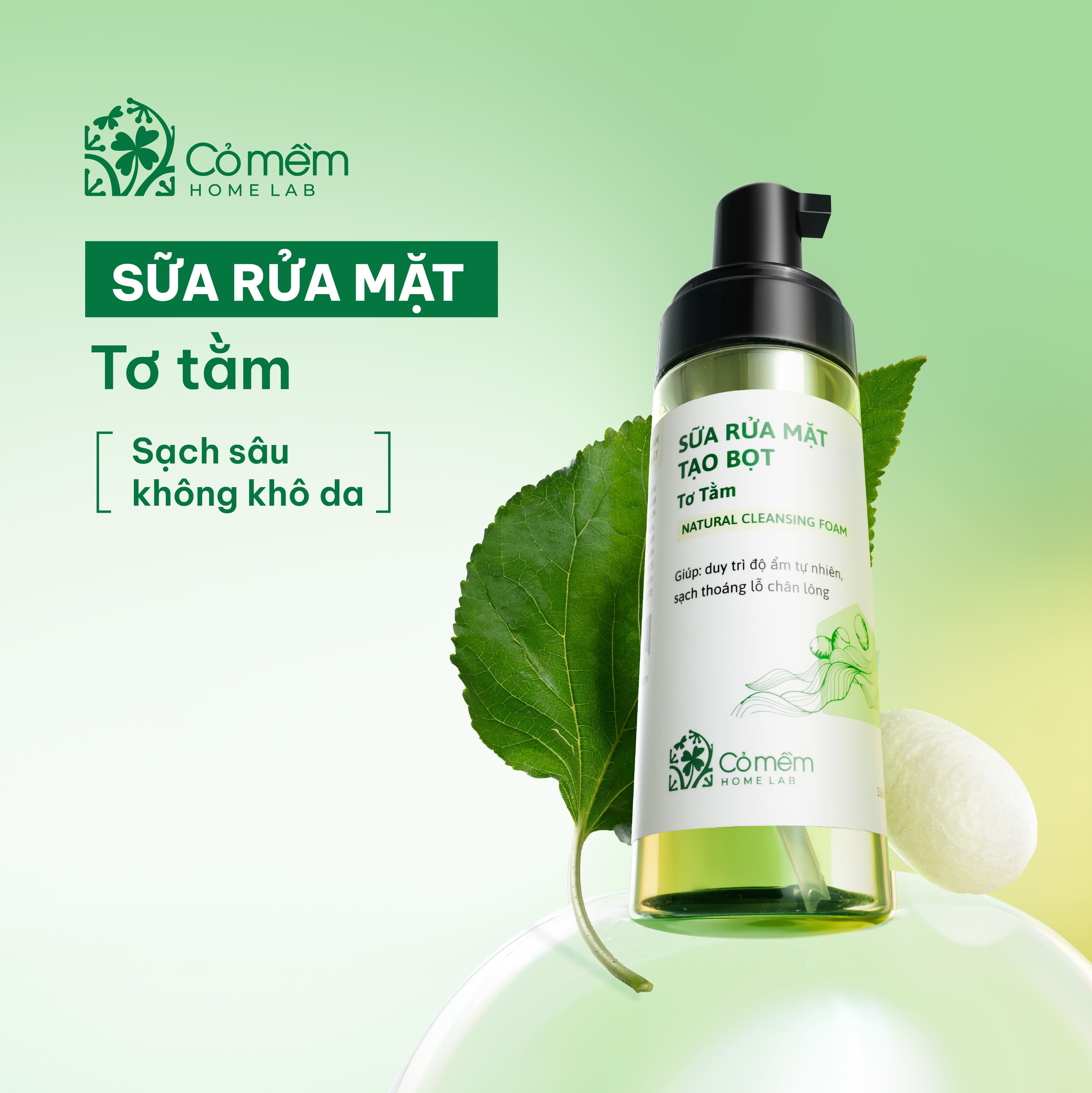 Mô tả Sữa Rửa Mặt Tạo Bọt Tơ Tằm Dưỡng Ẩm Làm Sạch Sâu Cỏ Mềm 150ml - 2
