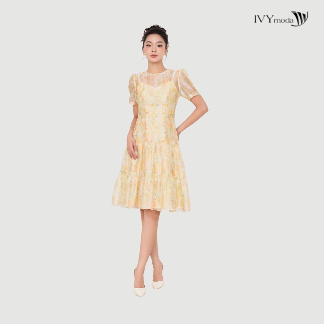 Mô tả Sunpetal Dress – Đầm Tencel hoa vàng pastel, Đầm công sở nữ IVY moda MS 48T0270 - 2