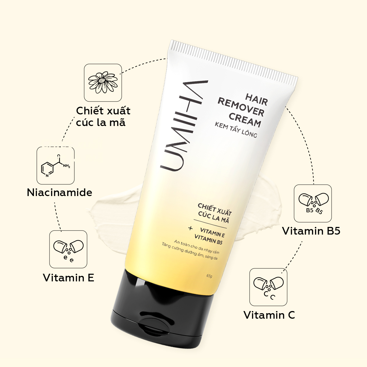 Kem tẩy lông UMIHA chiết xuất Cúc La Mã
