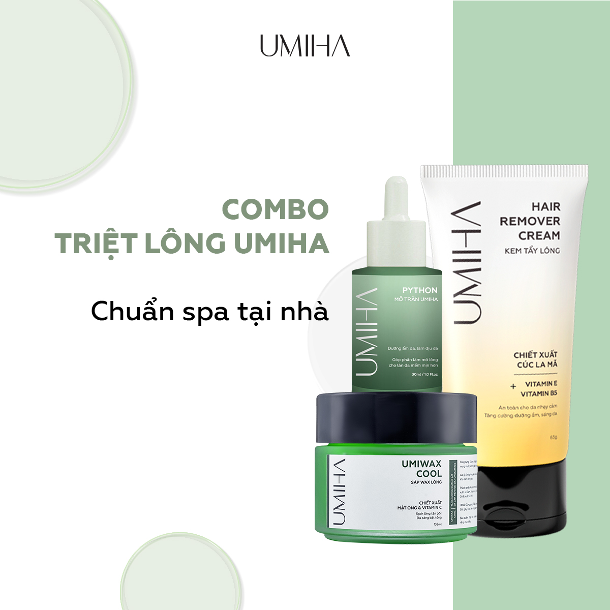 Mô tả Combo triệt lông UMIHA - Thay cho Máy triệt lông khi kết hợp Mỡ trăn triệt lông với Kem tẩy lông, Sáp Wax lông - 1