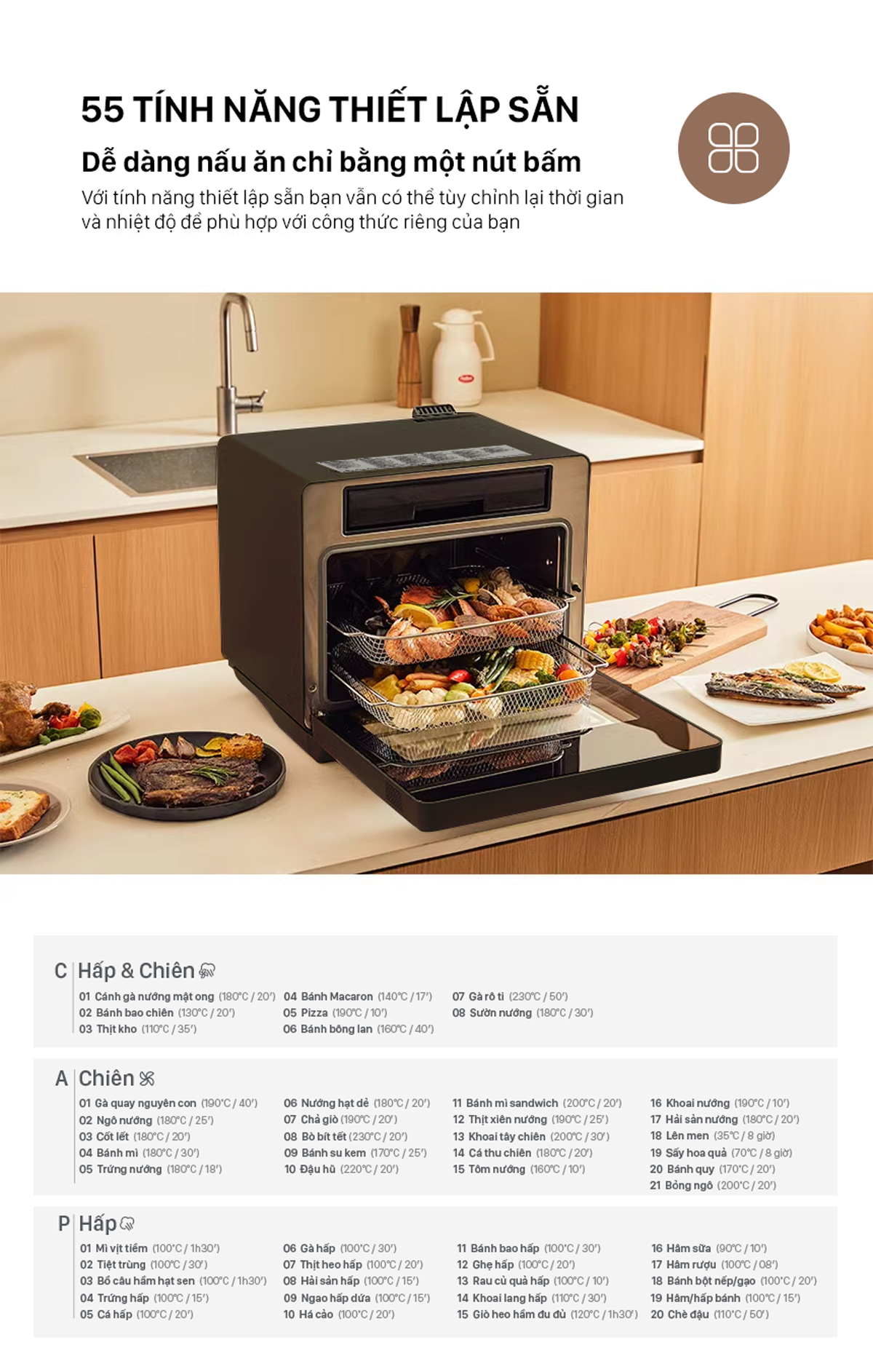 Mô tả Nồi Chiên Hơi Nước Snapbee SF20 PRO–Dung Tích 20L–Công Nghệ Đột Phá–56 Chế Độ Nấu–Phụ Kiện Inox 316 [Snap Kitchen] - 2