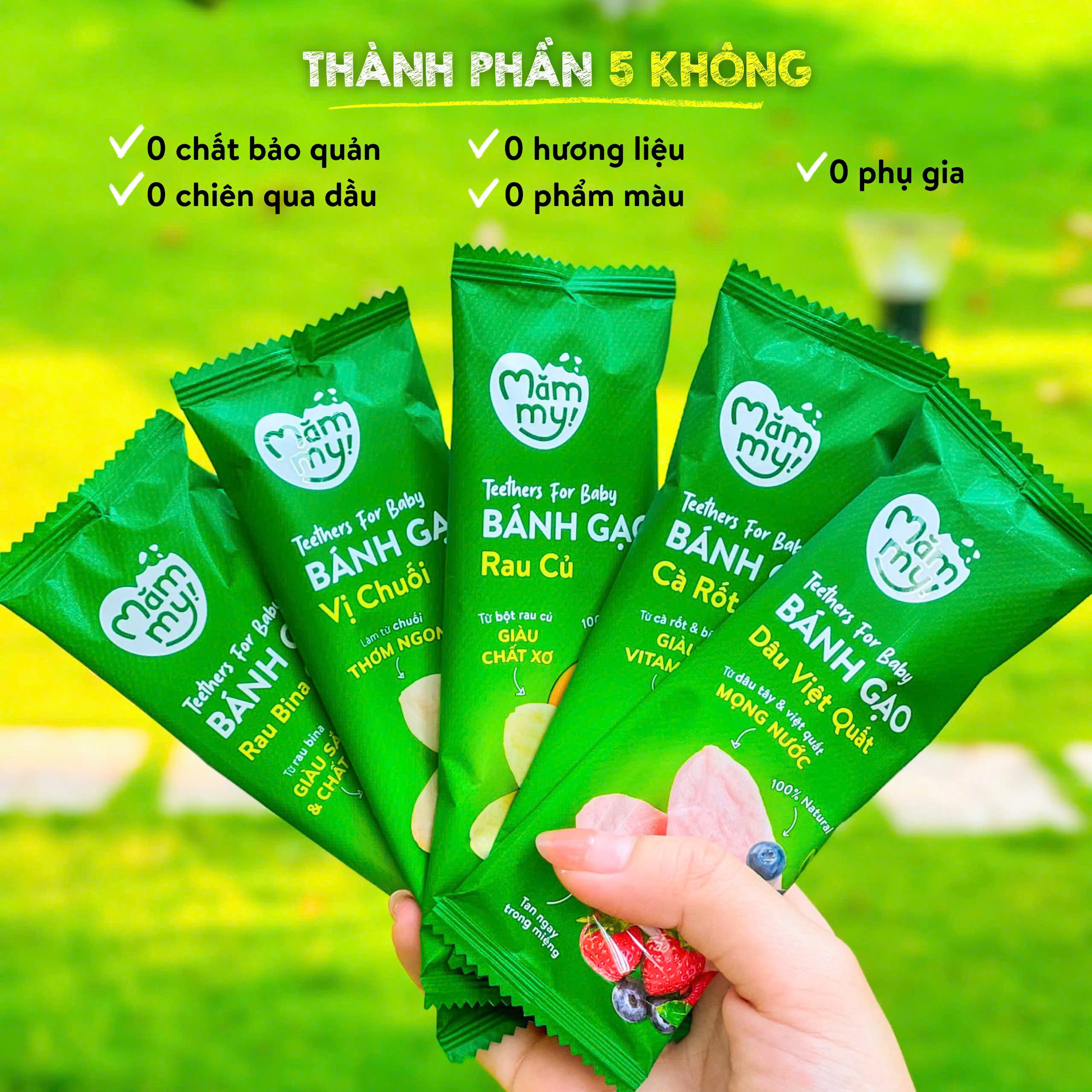 Mô tả Bánh ăn dặm gạo dẹt rau củ Mămmy giúp bé tập nhau bổ sung dinh dưỡng, hỗ trợ tiêu hóa cho bé 7 tháng - 12
