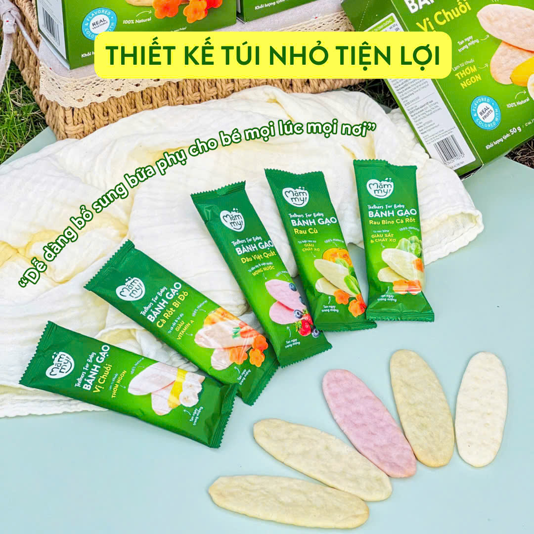 Mô tả Bánh ăn dặm gạo dẹt rau củ Mămmy giúp bé tập nhau bổ sung dinh dưỡng, hỗ trợ tiêu hóa cho bé 7 tháng - 5