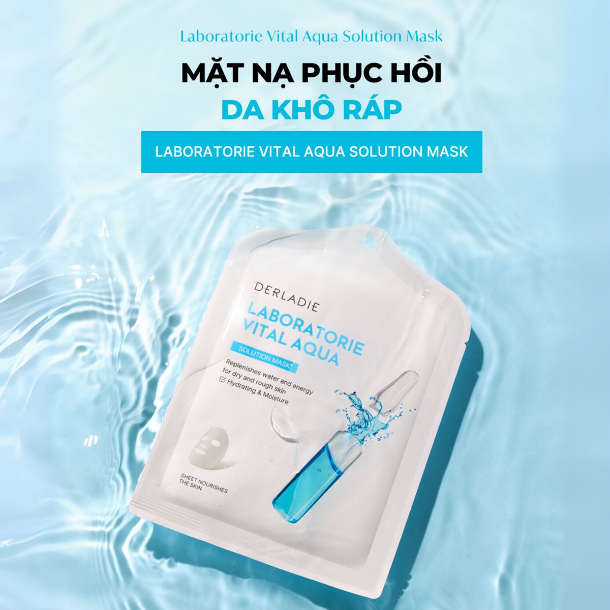 Mô tả Combo 10 Mặt Nạ Hỗ Trợ Phục Hồi Da Khô Ráp DERLADIE LABORATORIE VITAL AQUA SOLUTION MASK 30mlx10 - 1