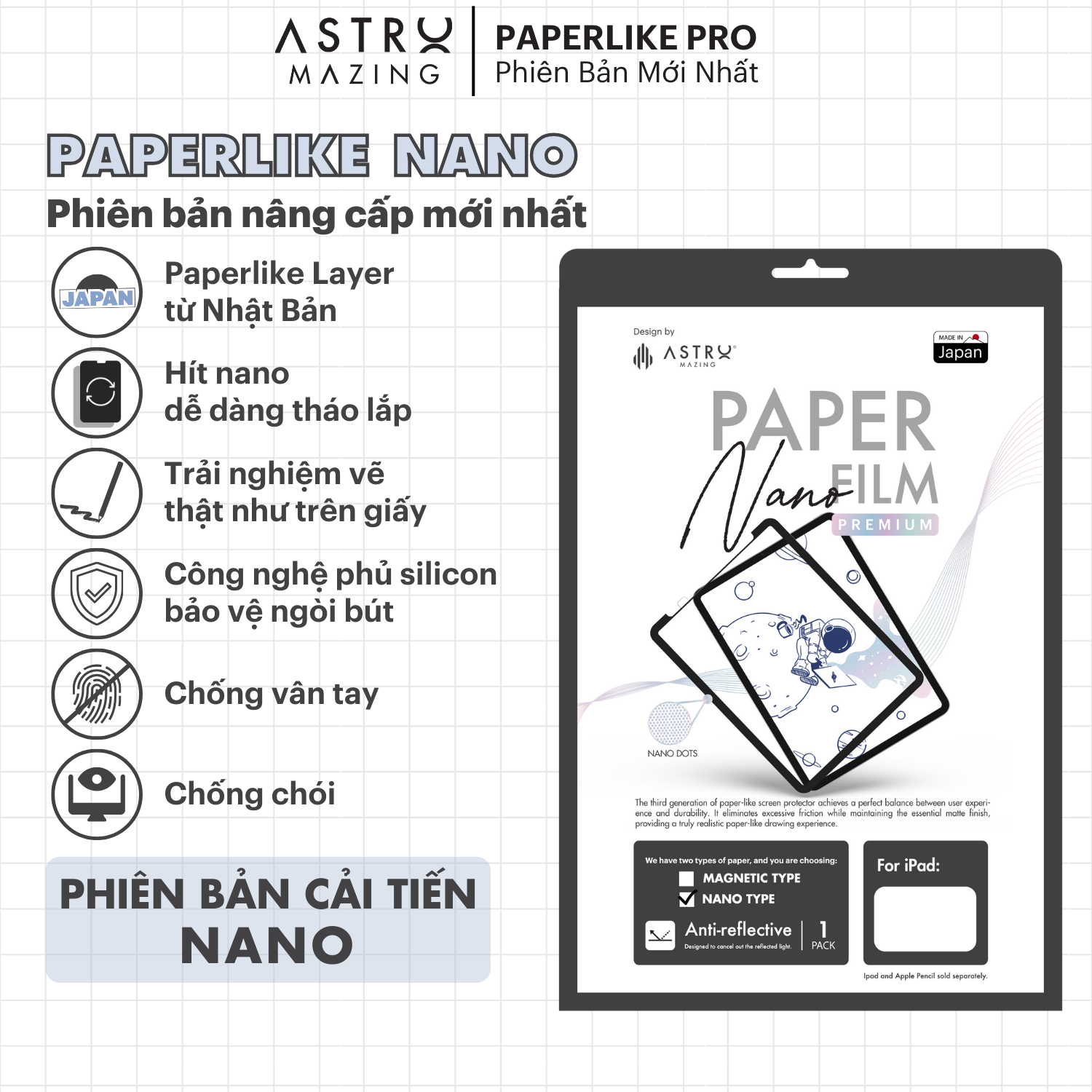 Mô tả Miếng dán AstroMazing Paperfilm Paper Like cho iPad Pro 11 129 Air 4 5 Gen 8 9 10 - 1