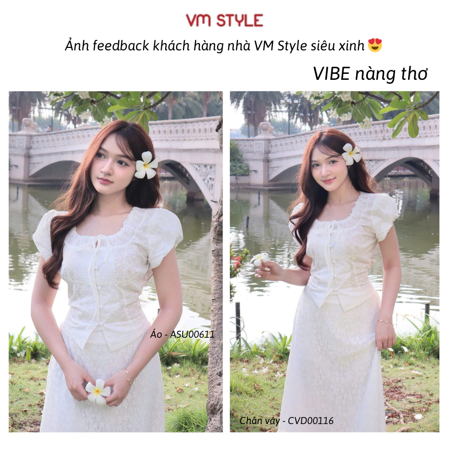 Mô tả Áo kiểu nữ, áo kiểu cổ bèo VM STYLE chất ren thêu hoa cao cấp - ASU00611 - 1