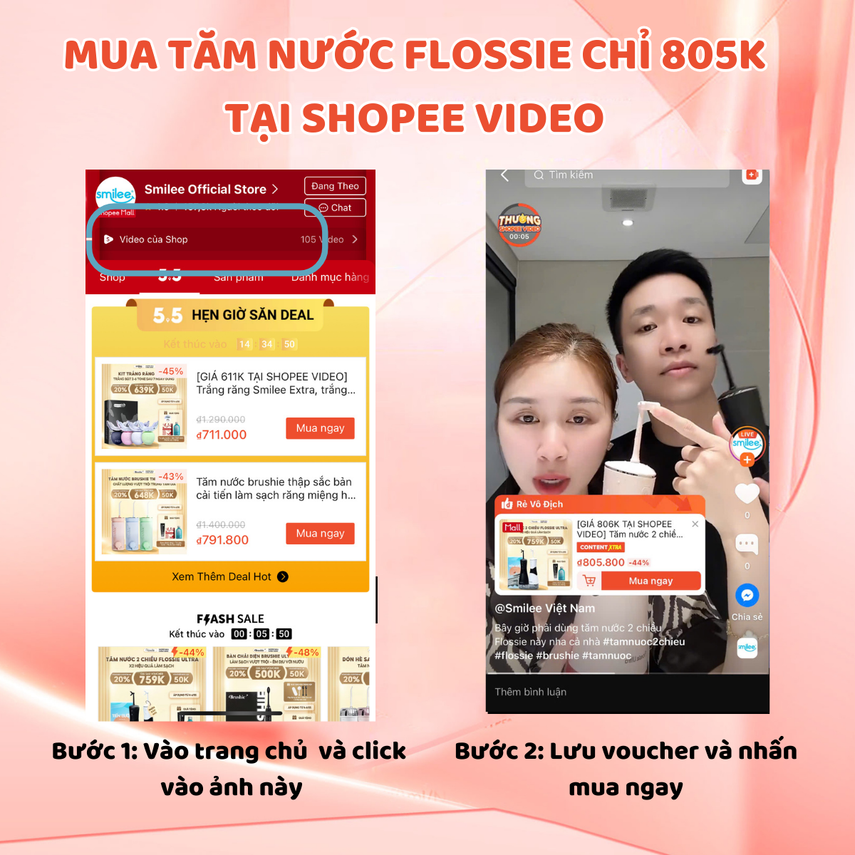 Mô tả Tăm nước 2 chiều Flossie Ultra chính hãng.Vòi phun 2 chiều đầu tiên cho người niềng răng - 1