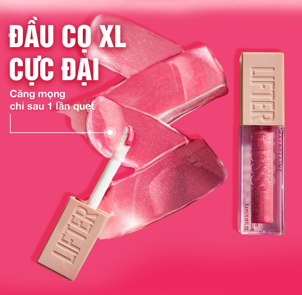 Mô tả Son Bóng Lifter Gloss cho Đôi Môi Đầy Căng Mọng Kẹo cùng Hyaluronic Acid Maybelline New York 5.4ML - 5