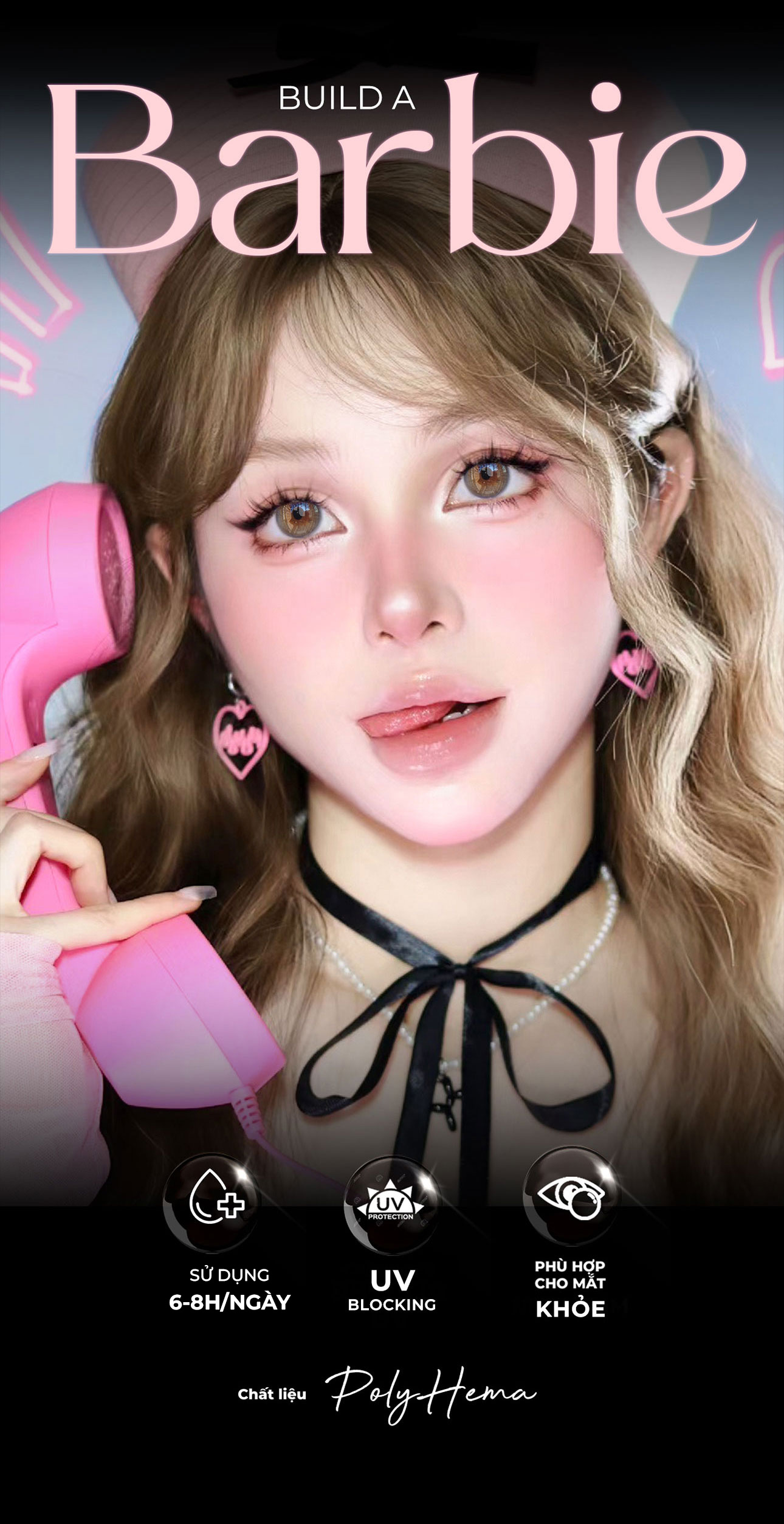 Mô tả Lens xám tây có độ cận 0-8 Build a Barbie tự nhiên hiệu Angel Eyes (Lens màu xám khói có độ cận | Kính áp tròng màu xám) - 3