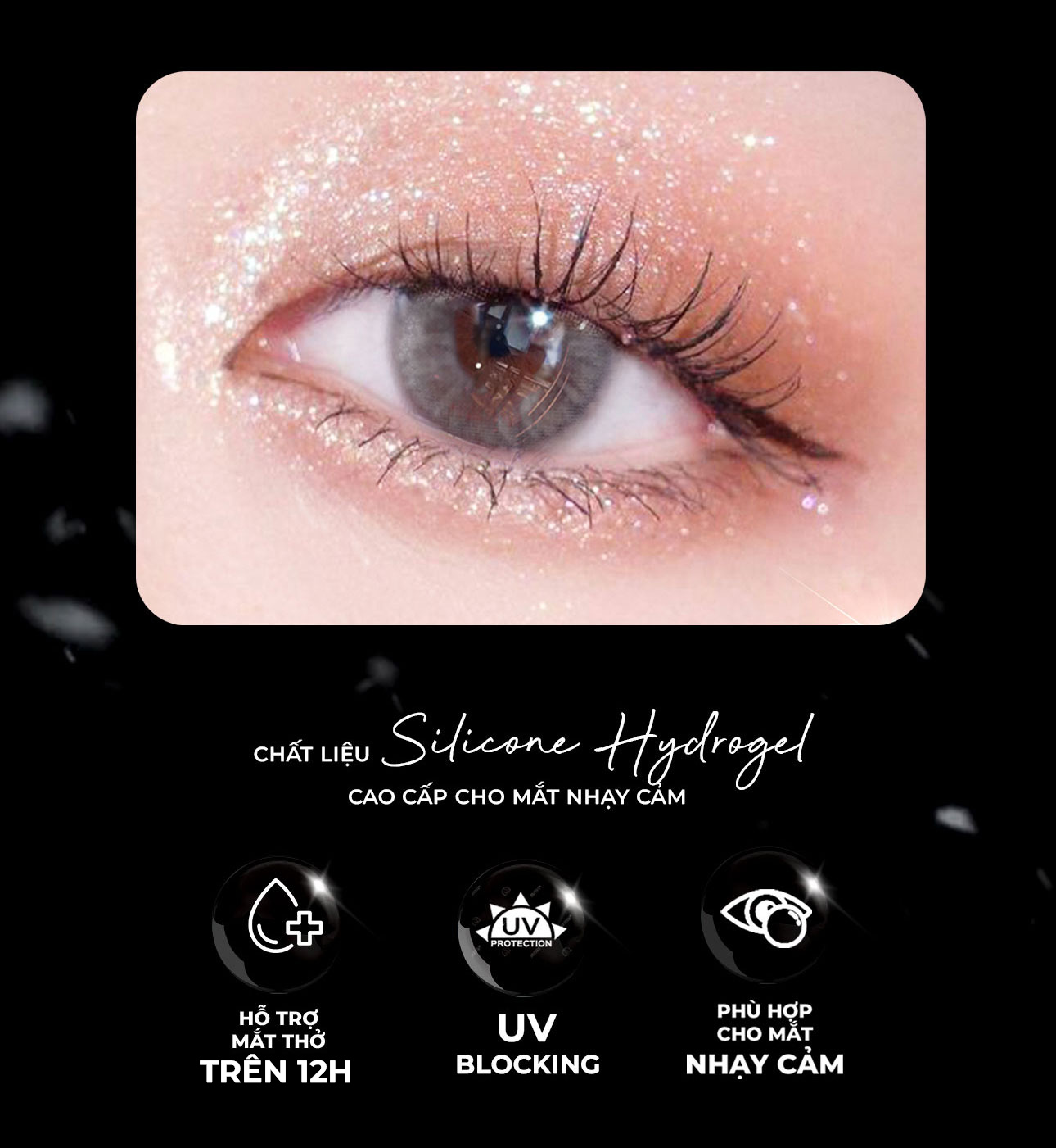 Mô tả Lens áp tròng xám tây có độ cận 0-8 Fuji Gray hiệu Angel Eyes | Kính áp tròng xám khói không giãn đường kính màu 12.8mm - 3