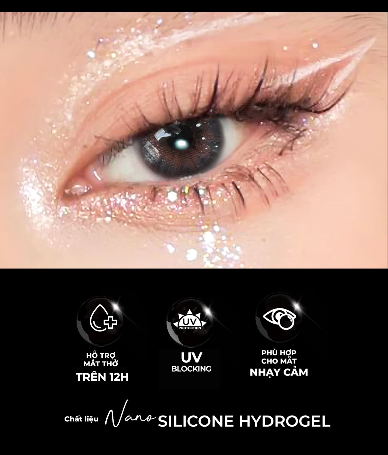 Mô tả Lens xám tự nhiên có độ cận 0-8 N’Rosa Fantasy Gray chất liệu Silicone Hydrogel cho mắt thở Angel Eyes phân phối - 3