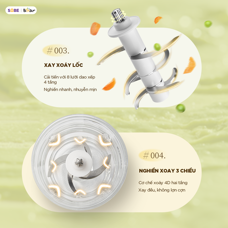 Mô tả Máy Xay Ăn Dặm Bear 0.3L Máy Xay Thực Phẩn Cho Bé Ăn Dặm Cối Thủy Tinh Máy Xay Cháo Mini Máy Xay Thịt Ăn Dặm CH-4H02S - 11