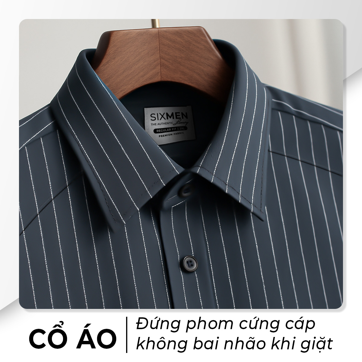 Mô tả Áo sơ mi nam sọc SIXMEN dài tay, form tôn dáng, chất liệu cao cấp thấm hút mồ hôi, chống nhăn - 6
