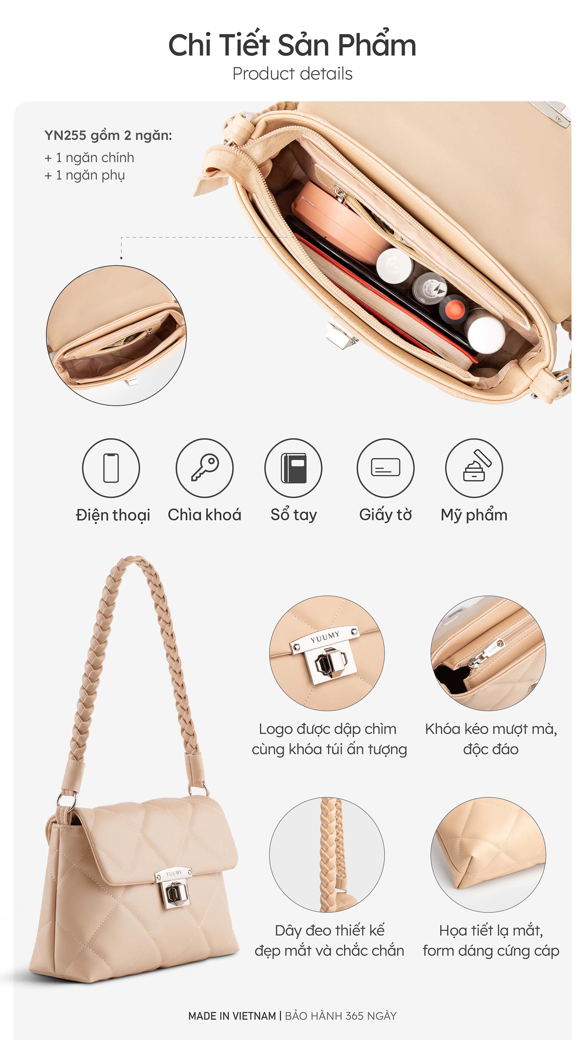 Chi tiết túi Yuumy YN255