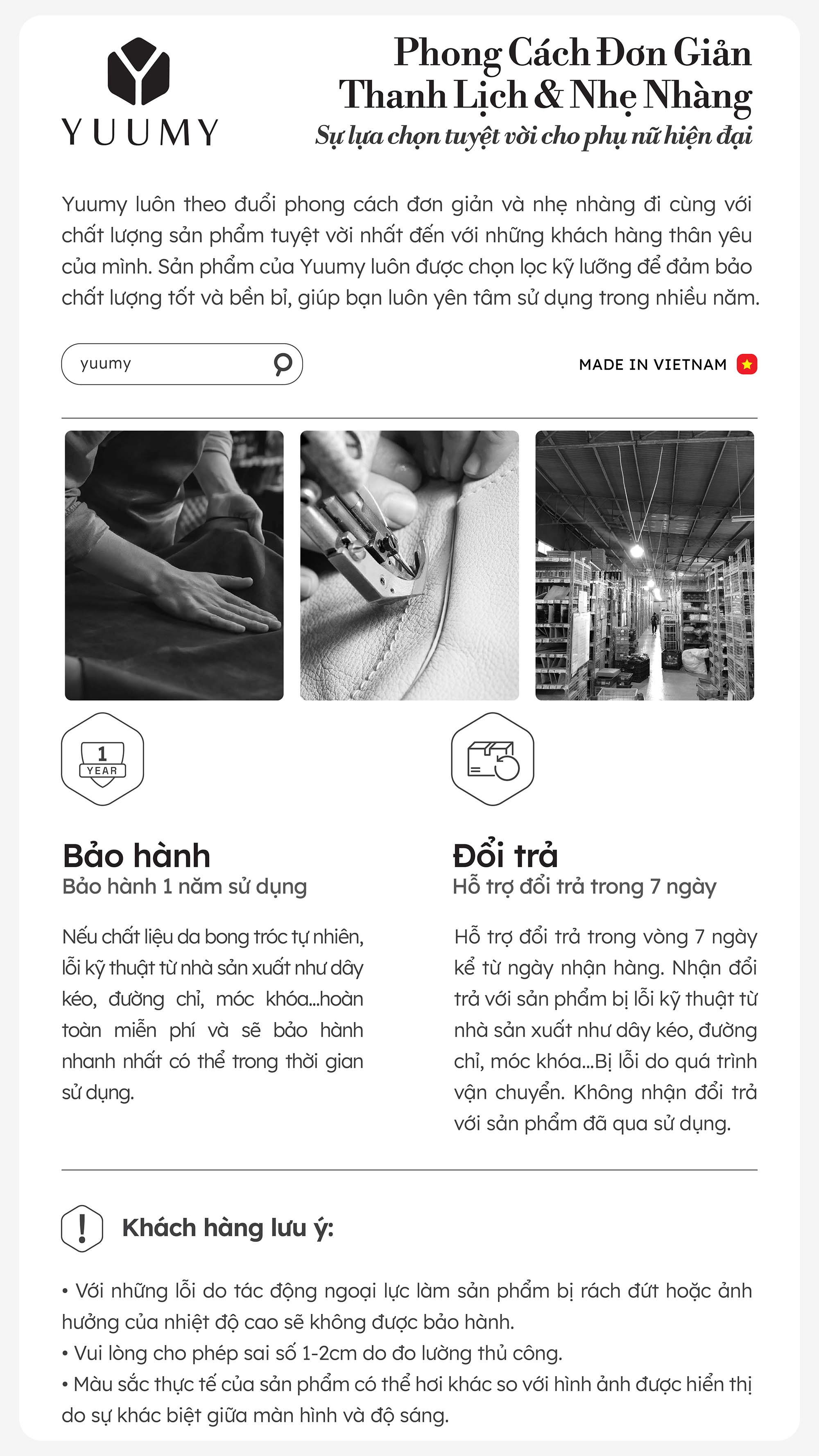 Chính sách bảo hành túi Yuumy YN255