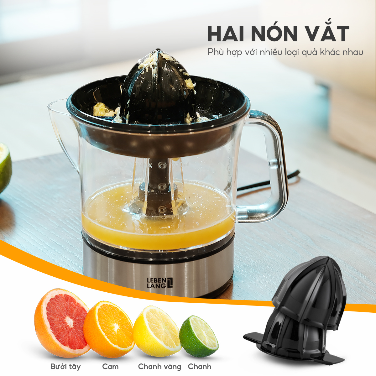 Máy vắt cam Lebenlang LBL3899 thiết kế hiện đại