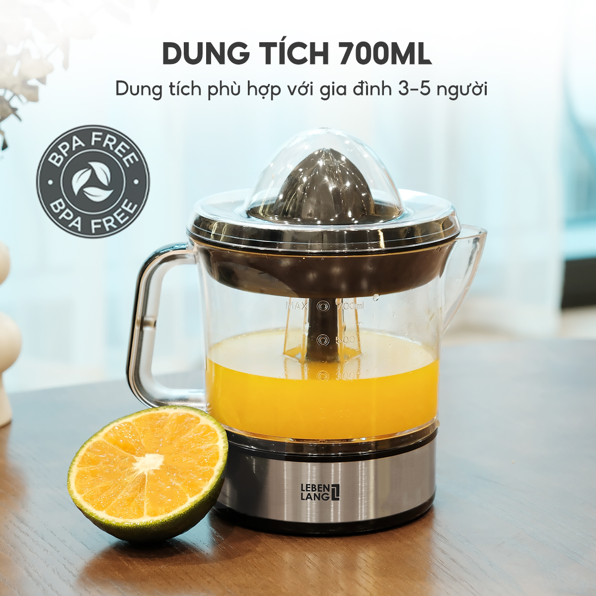 Máy vắt cam Lebenlang LB389 dễ dàng sử dụng