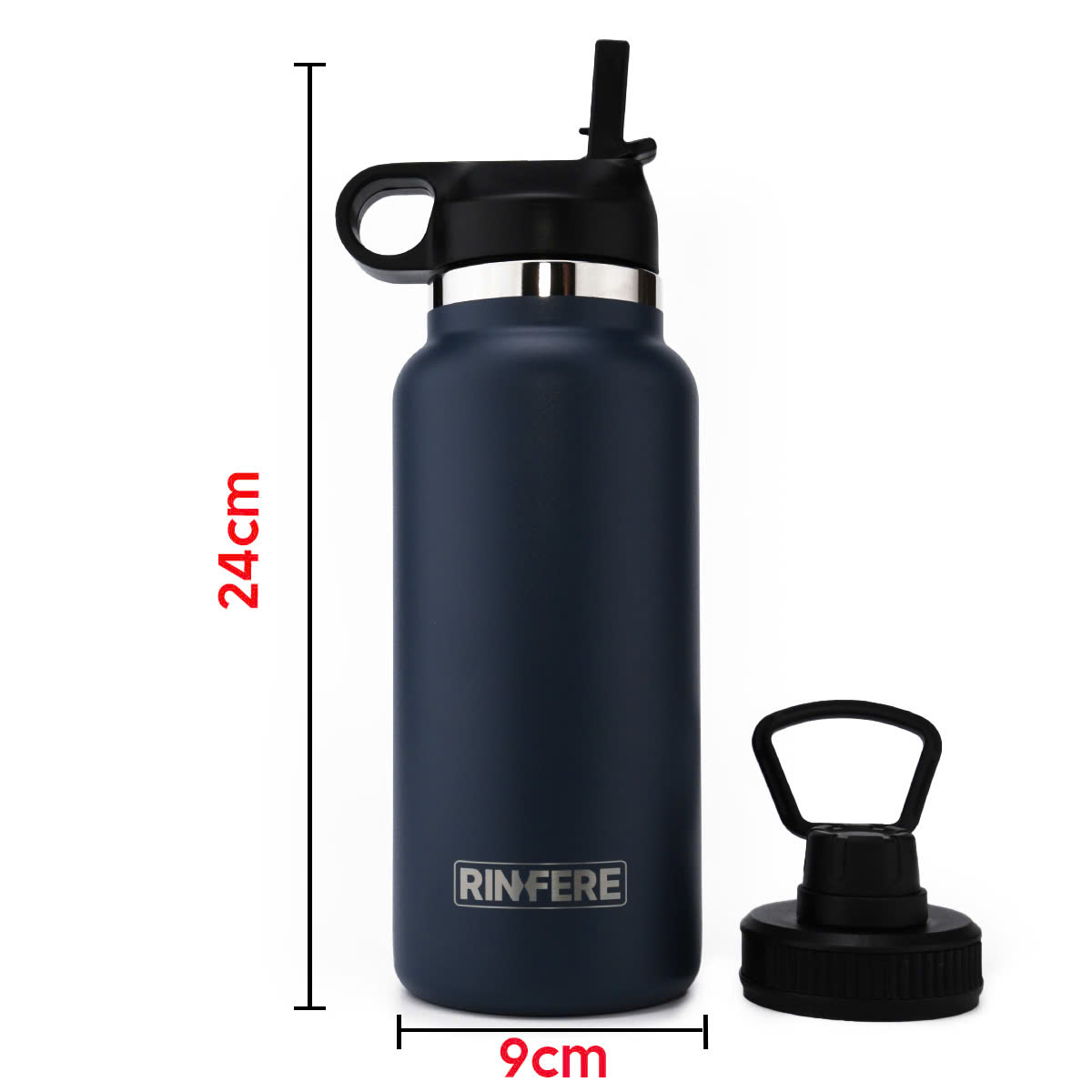 Mô tả Bình Giữ Nhiệt Rinfere Với Combo 2 Nắp, Dụng Cụ Vệ Sinh Ống Hút (950ml) - Khắc Tên Theo Yêu Cầu - 2