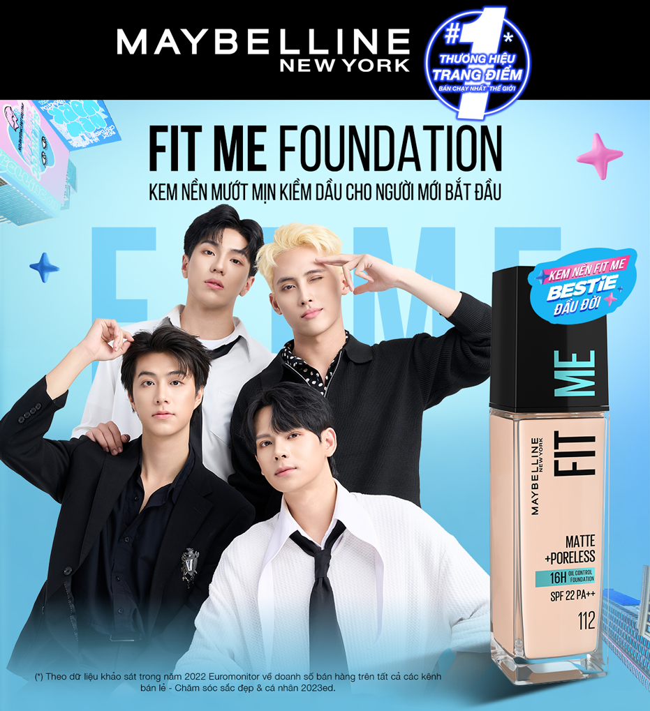 Mô tả Kem Nền Mịn Nhẹ Kiềm Dầu Fit Me Maybelline Matte Poreless Foundation 30ml - 1