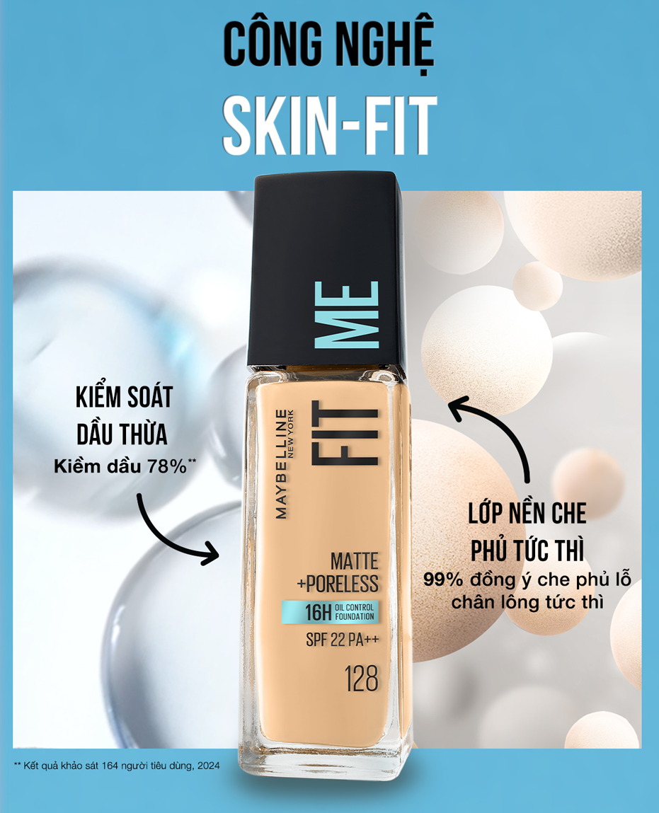 Mô tả Kem Nền Mịn Nhẹ Kiềm Dầu Fit Me Maybelline Matte Poreless Foundation 30ml - 5