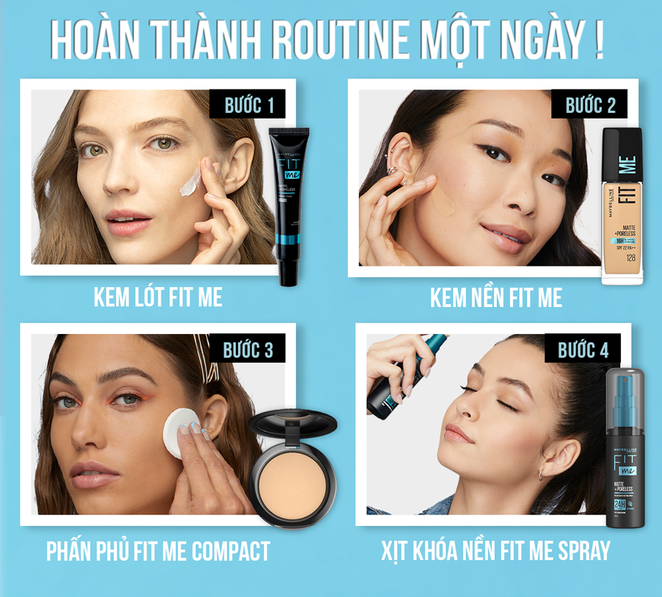 Mô tả Kem Nền Mịn Nhẹ Kiềm Dầu Fit Me Maybelline Matte Poreless Foundation 30ml - 8