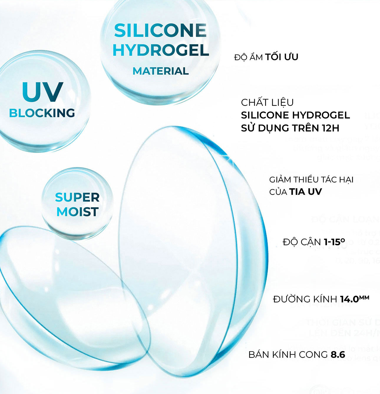 Mô tả Lens trong suốt có độ cận dòng cao cấp chất liệu Silicone Hydrogel - hiệu Angel Eyes độ cận 1 - 15 độ - 2