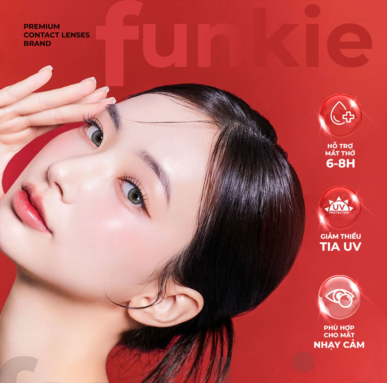 Mô tả Kính áp tròng xám tây tự nhiên Funkie thương hiệu Angel Eyes | Lens cận màu xám đường kính nhỏ GDia 12.8mm có độ cận 0-8 - 1
