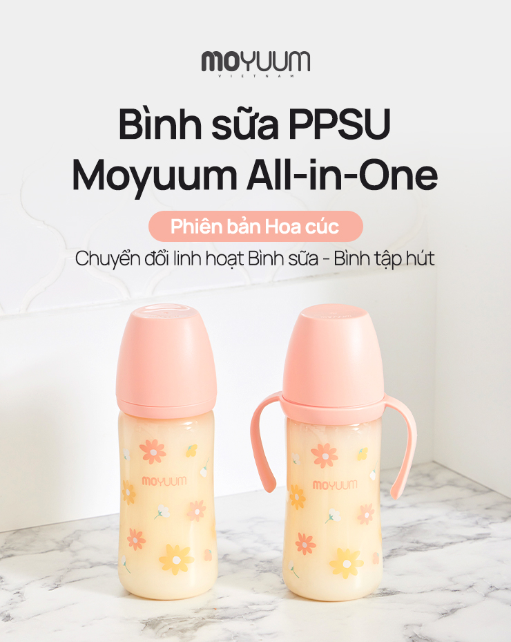 Mô tả Bình sữa PPSU Moyuum - Hoa cúc - 170ml - Kèm núm 1 - 1