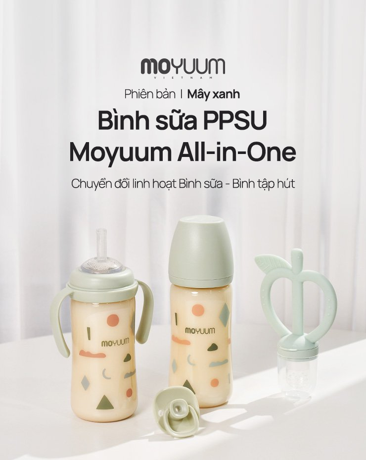 Mô tả Bình sữa PPSU Moyuum - Mây xanh - 270ml - Kèm núm 2 - 1