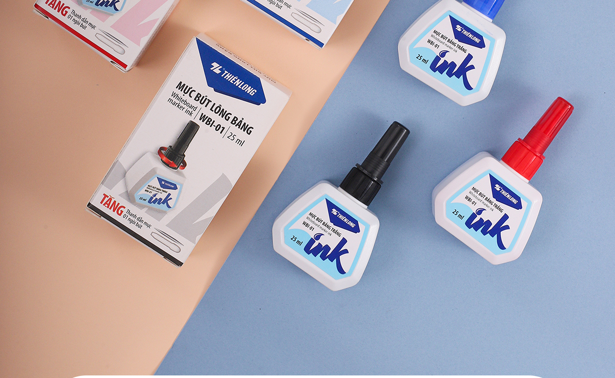 Mô tả Mực bút lông bảng bôi được WBI-01 Thiên Long 3 màu, xanh/đỏ/đen, bơm tiện lợi, mực tươi, khô nhanh, tiêu chuẩn quốc tế - 2