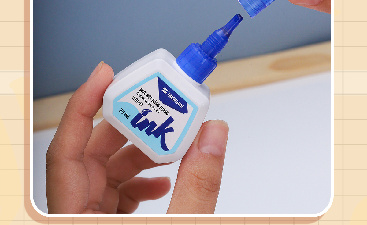 Mô tả Mực bút lông bảng bôi được WBI-01 Thiên Long 3 màu, xanh/đỏ/đen, bơm tiện lợi, mực tươi, khô nhanh, tiêu chuẩn quốc tế - 8