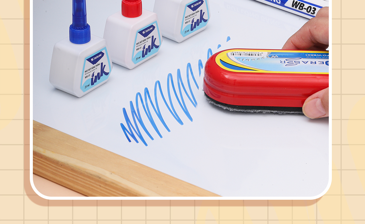 Mô tả Mực bút lông bảng bôi được WBI-01 Thiên Long 3 màu, xanh/đỏ/đen, bơm tiện lợi, mực tươi, khô nhanh, tiêu chuẩn quốc tế - 12