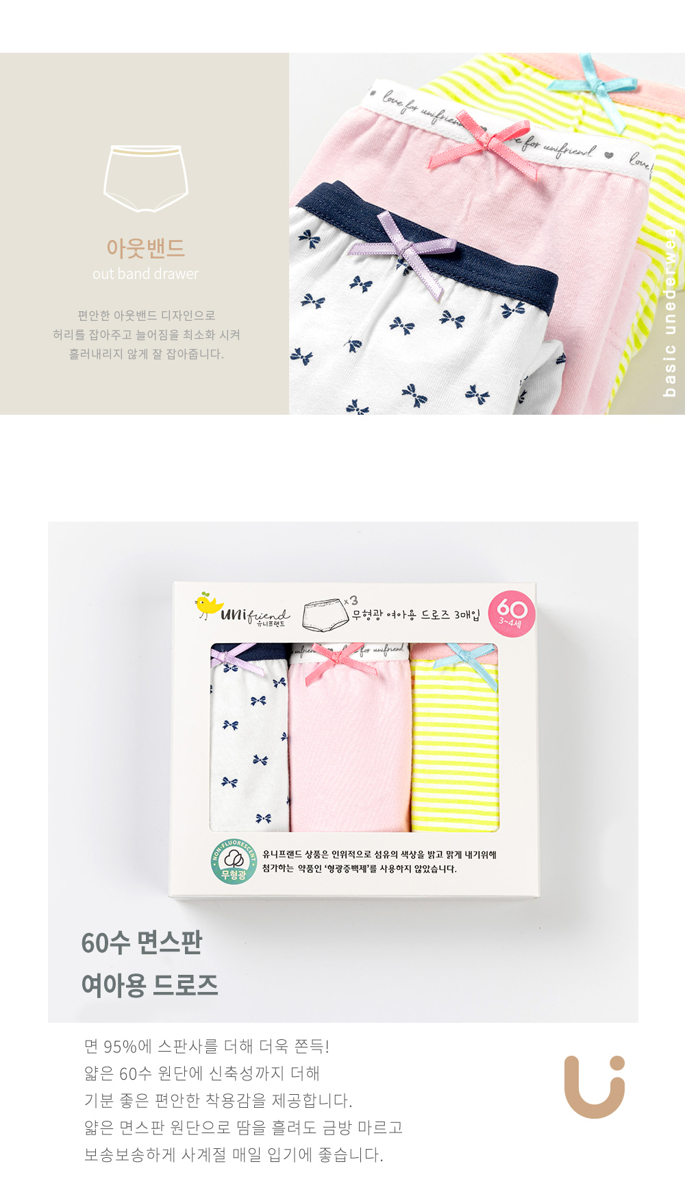 Mô tả Set quần chip đùi cotton spandex cho bé gái và bé trai Unifriend Hàn Quốc, Size 11-35kg - 1