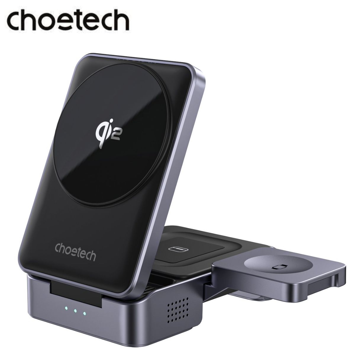 Đế sạc nhanh không dây 3 in 1 15W Choetech T637 chuẩn Qi2 (Hàng chính ...