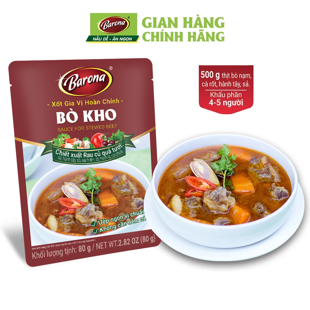 Mô tả Gia Vị Bò Kho Barona 80g ướp ngon chuẩn vị không cần nêm nếm - 2
