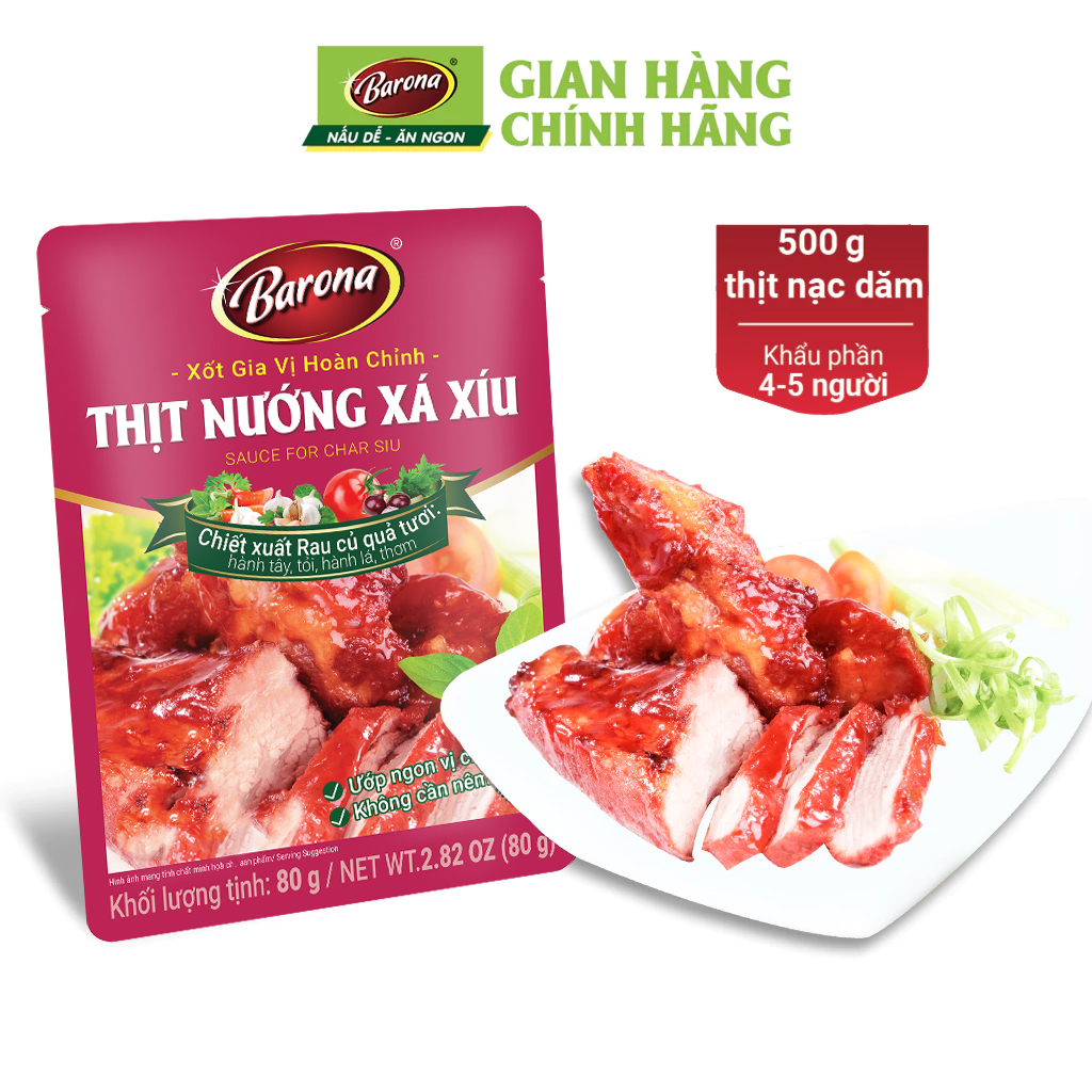 Mô tả Gia Vị Thịt Nướng Xá Xíu Barona 80g ướp ngon chuẩn vị không cần nêm nếm - 2
